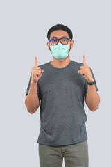 Young man doing concepts wear protective mask against infectious diseases and flu with clipping path,Corona Virus 2019-ncov