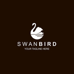 white swan icon isolated on black background