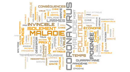Fototapeta na wymiar COVID-19 french word collage background