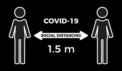 Coronavirus COVID-19 virus social distancing concept. Stay 1.5 meter apart. Flat icon vector illustration