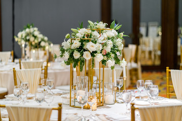 Table decorations for a lavish and festive dinner.