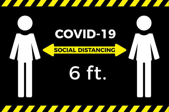 Coronavirus COVID-19 virus social distancing concept. Stay six feet apart. Flat icon vector illustration