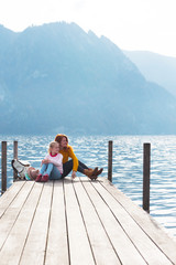 Fototapeta premium beautiful girls on the pier
