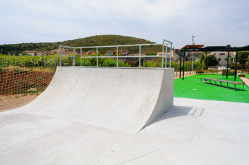 Ramp in a newly built skateboard park