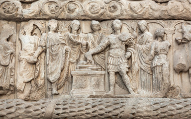 Figurative reliefs on the Arch of Galerius in Thessaloniki, Greece