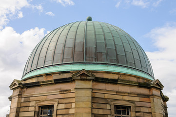 Fototapeta na wymiar Dome of the City Observatory in Regent Gardens, Edinburgh