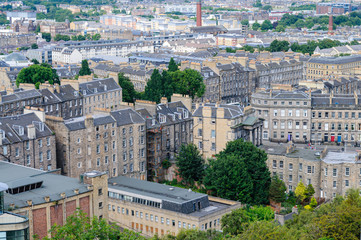 Fototapeta na wymiar Looking down onto Edinburgh streets
