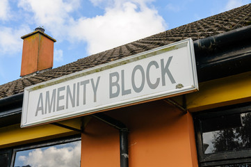 Sign on the Amenity Block at an adventure/outdoor pursuits centre