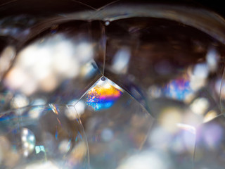 abstract macro of soap bubbles with colorful reflection of light