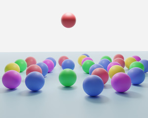 Leadership. Conceptual image of a leader and subordinates. Business teamwork. Balloons.