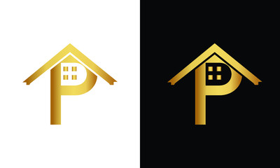 P letter roof shape logo. Real estate logo