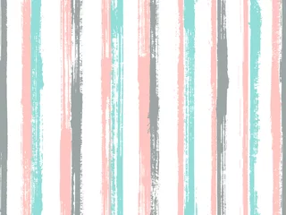 Deurstickers Verticale strepen Aquarel penseelstreek grunge strepen vector naadloze patroon. Elegant maritiem overhemd textiel