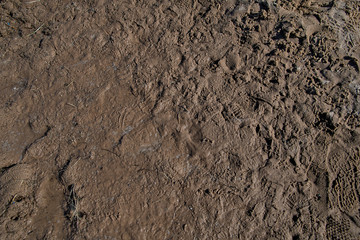 close up of dark brown wet mud background