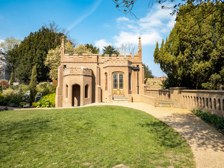 Green garden inside Gunnersbury park in a daytime, spring season in Acton town area of London