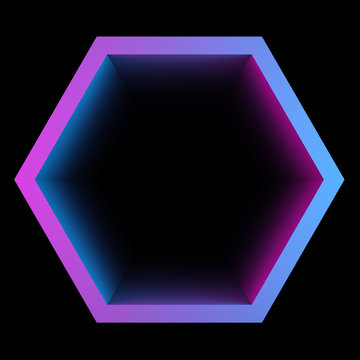 hexagon frame in pink-blue gradient