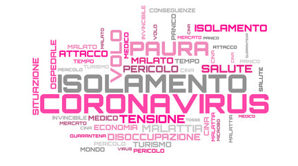 Obraz premium Italian coronavirus word collage on white background