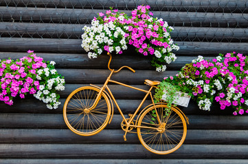 Vintage bike among the flowers