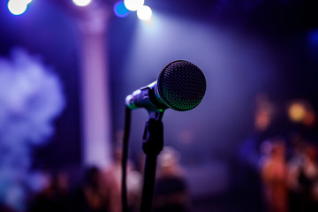 The microphone on stage before the artist performance.