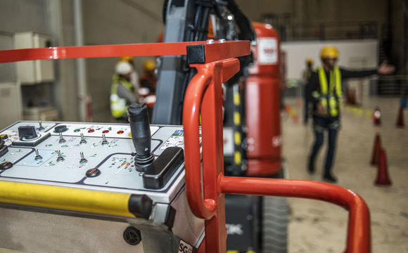 Paterna, Valencia, Spain: 01.31.2020; The control panel of mobile lifting platform