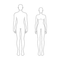 Fashion template of standing men and women. 