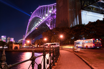 Obraz premium Sydney Harbour Bridge at night, Vivid Sydney, Australia
