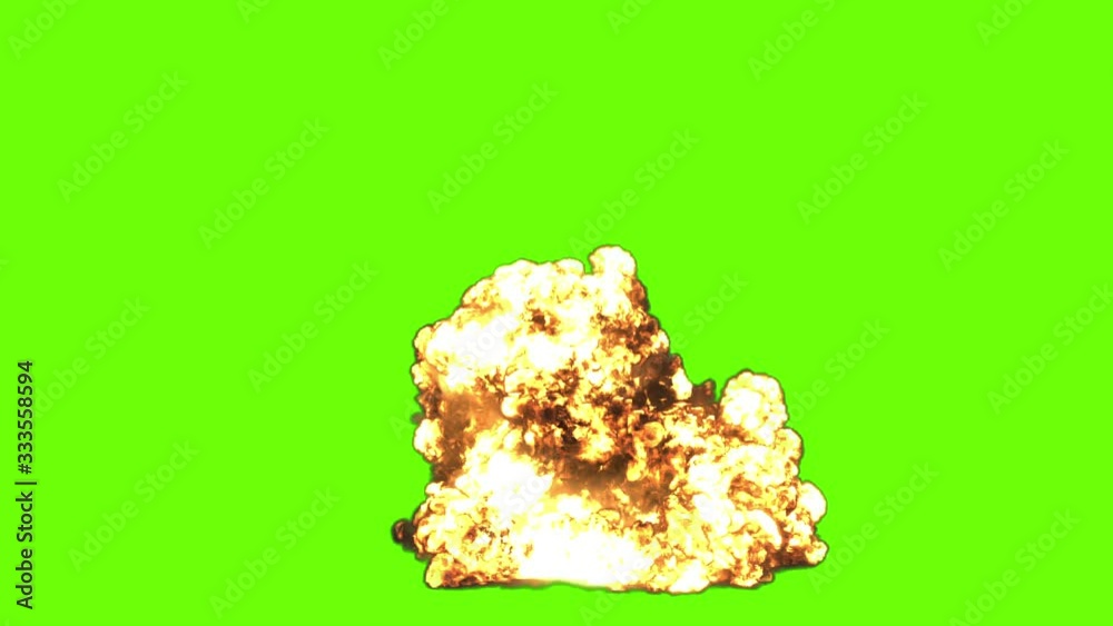Wall mural 4k animation of an massive explosion on black and green screen or chroma key background. alpha matte