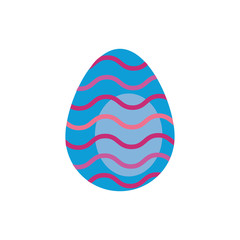 easter egg painted with waves stripes flat style
