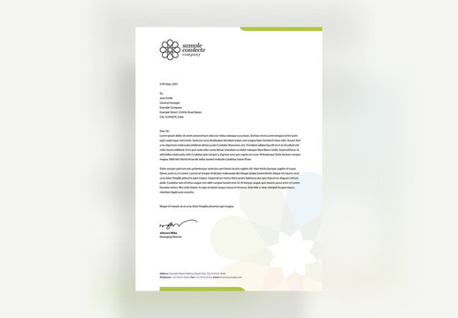 Creative Letterhead Layout with Green Accent