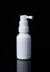 aerosol spray. Throat spray isolated on white, black background. With clipping path. medical container