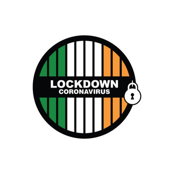 Ireland Lockdown Preventing Coronavirus Spread Or Outbreak, Lockdown Design Vector, Lockdown Coronavirus Design Vector,Covid 19 Lockdown, 