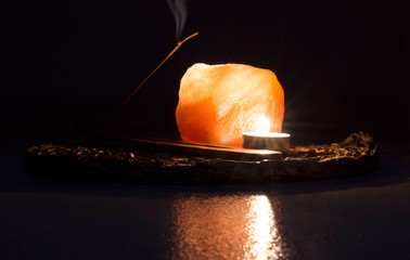 Himalayan Salt Candle Holder with flame