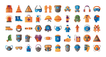 bundle of protection tools set icons