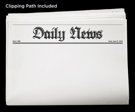 Daily newspaper blank content template isolated with clipping path.