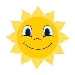 Happy sun icon. Vector illustration isolated on white.