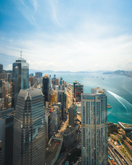 Panoramic View of City Skyline in Hong Kong