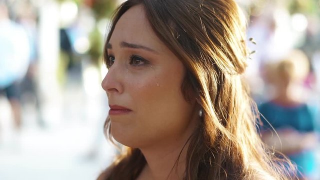 bride crying during ceremony 