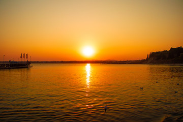 Sunset over black sea-Nesebar from Bulgaria