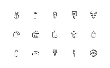 bundle of barber shop set line style icons