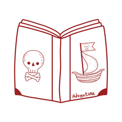 book day, pirates fantasy textbook isolated icon design line style