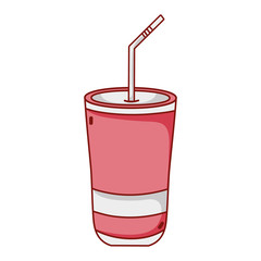 fast food disposable cup with straw cartoon isolated icon