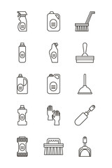 bundle of desinfectants set icons