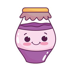 cute food jar with jam sweet dessert kawaii cartoon isolated design