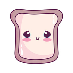 cute food bread sweet dessert kawaii cartoon isolated design