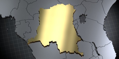 Democratic Republic of the Congo - country shape - 3D illustration
