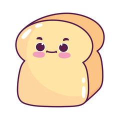cute food halved bread sweet dessert kawaii cartoon isolated design