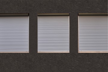 closed windows of a barber shop cafe office store for virus quarantine time 02