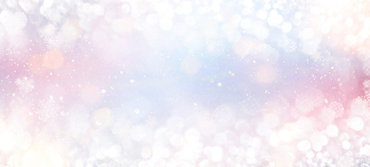 Blurred background with bokeh. Christmas and Happy New Year greeting card.