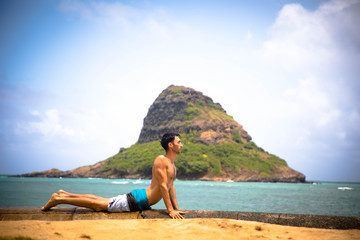 Fototapeta na wymiar Hawaiian Yoga on the Beach