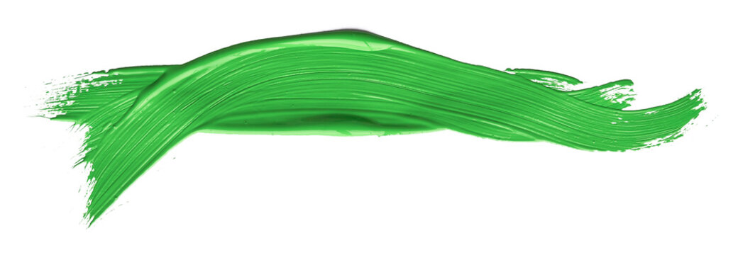 Green chroma brush stroke paiting over isolated background, canvas watercolor texture