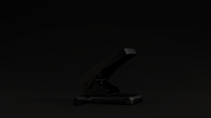 Black Office Hole Punch Black Background 3d illustration 3d render